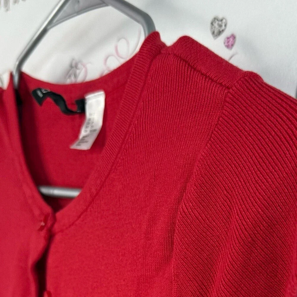Divided cardigan, T-shirt, bright Red Short Sleeve Button Down Shirt